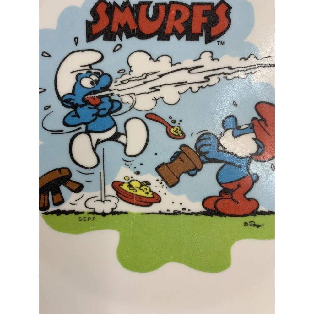 Vintage The Smurfs Melamine Child  Kids Toddler 8